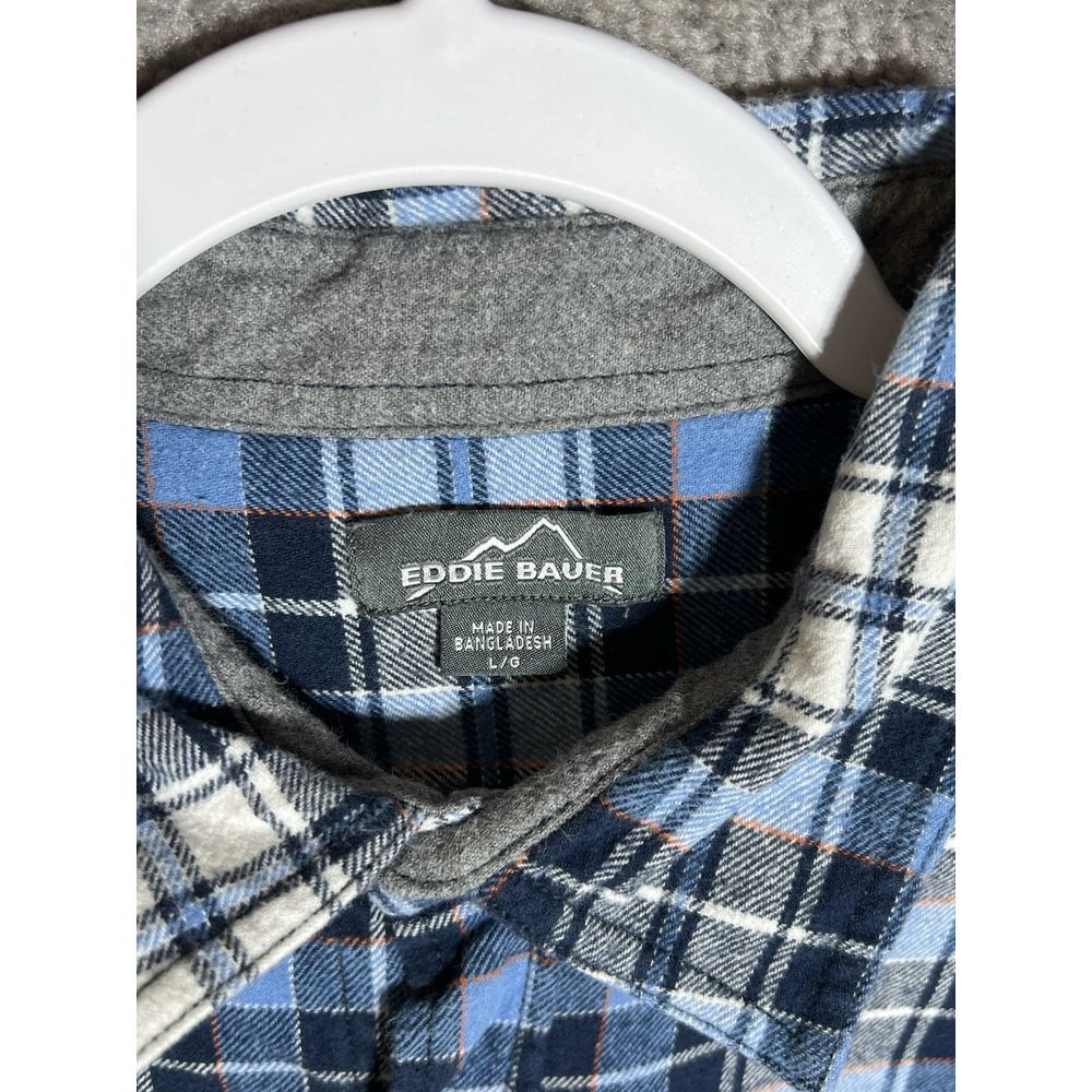 Eddie Bauer Flannel Shirt Mens Size Large Blue White Plaid Long Sleeve Button Up - Picture 3 of 7